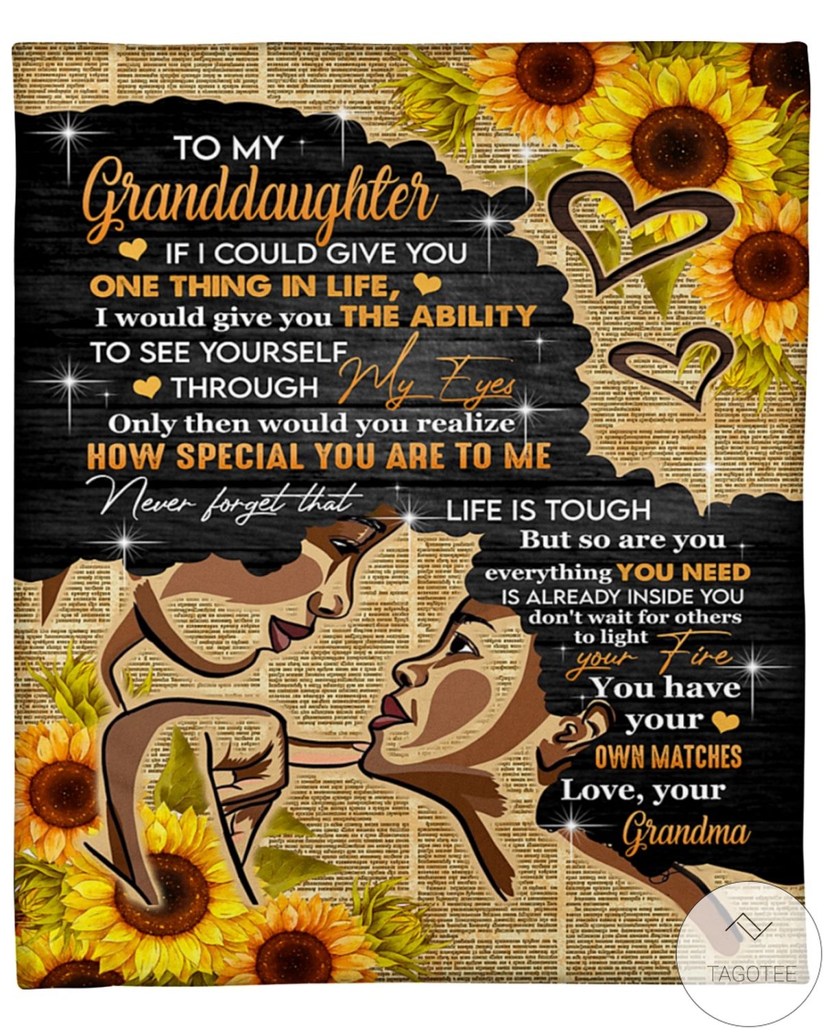 To My Granddaughter Love Your Grandma Sunflowers Blanket