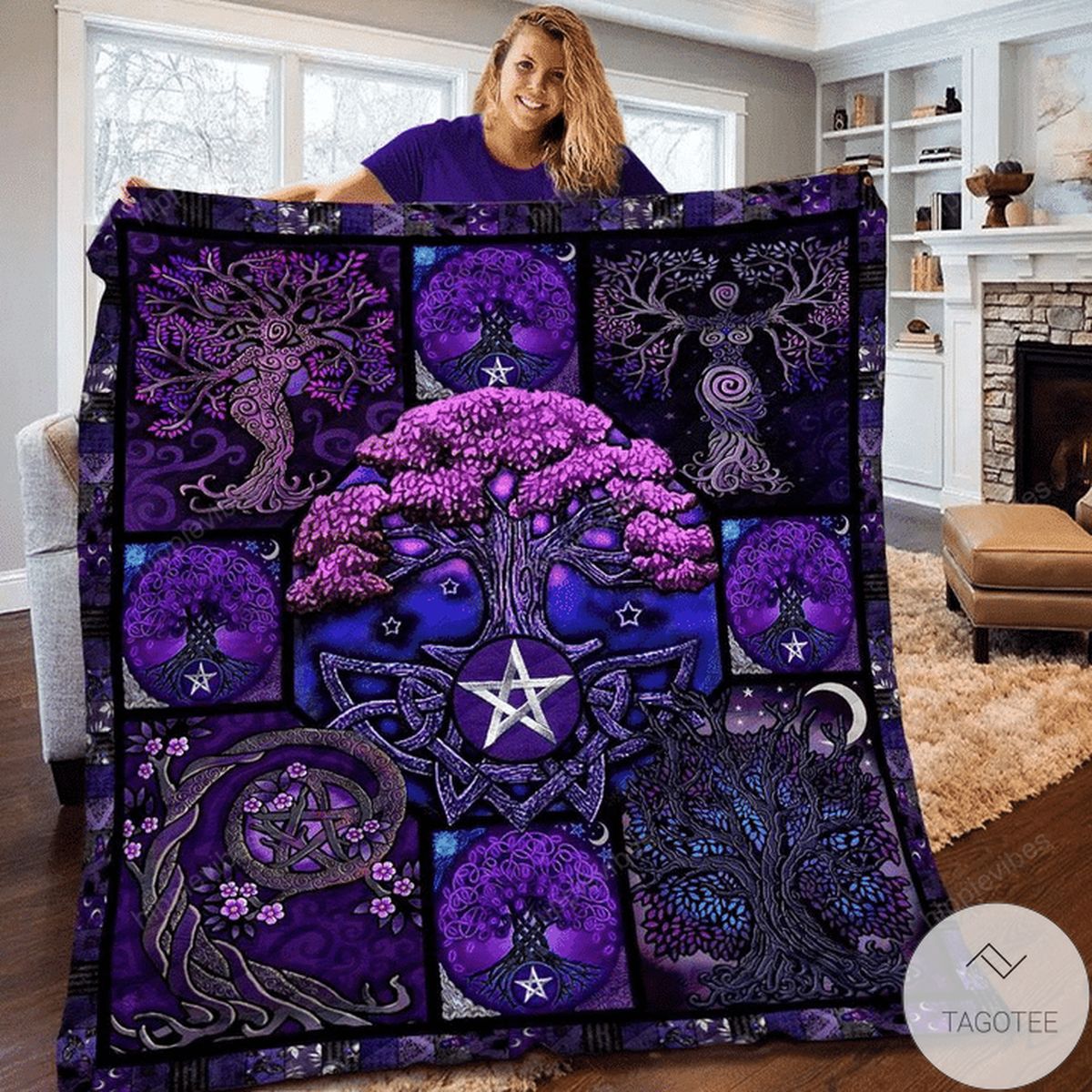 Tree Of Life Wicca Purple Blanket