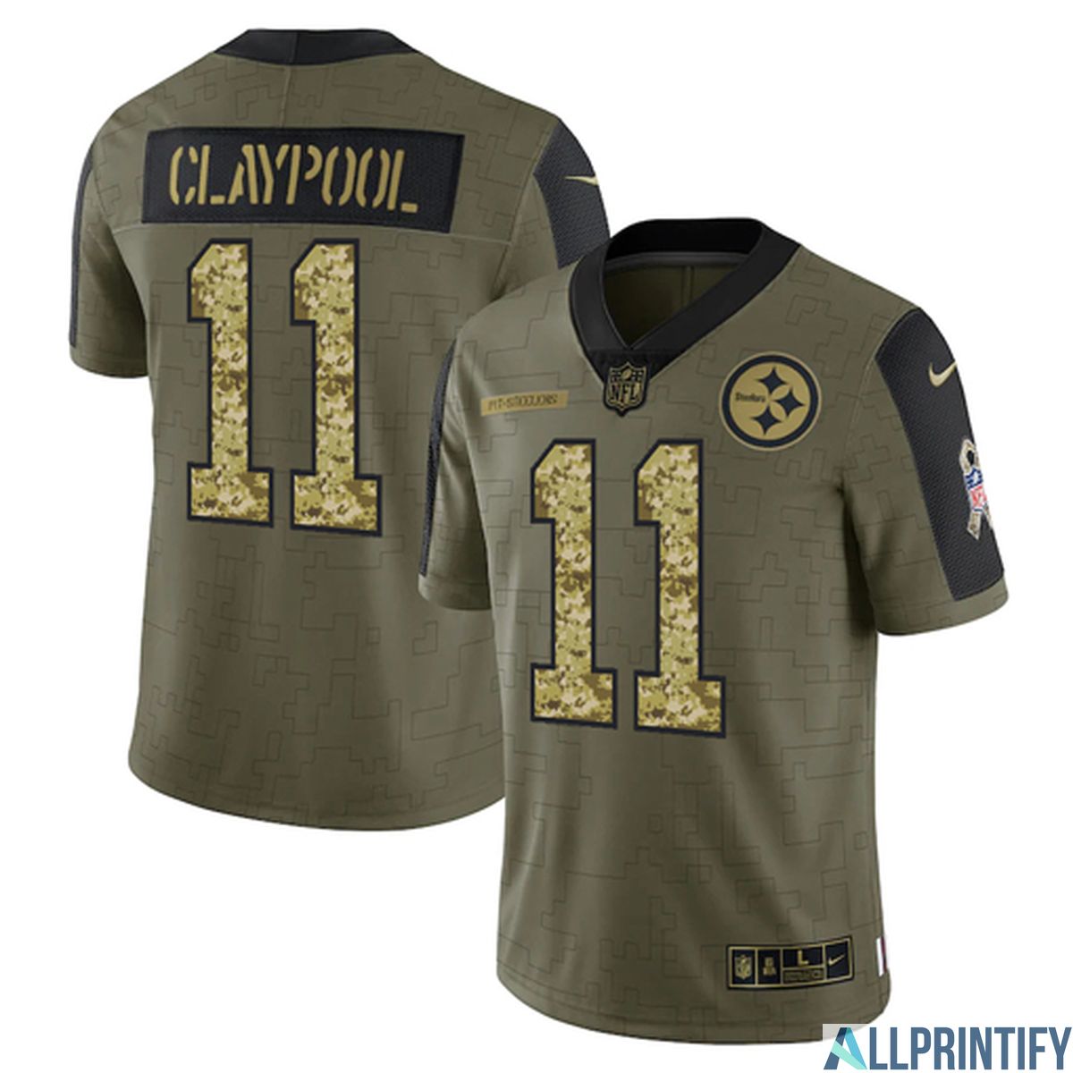 Camo Chase Claypool Pittsburgh Steelers 11 Olive Vapor Limited Player Jersey