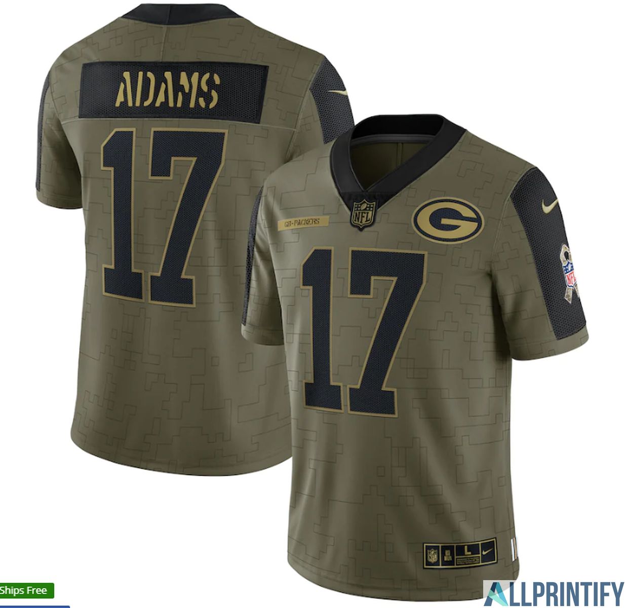 Davante Adams Green Bay Packers 17 Olive Vapor Limited Player Jersey
