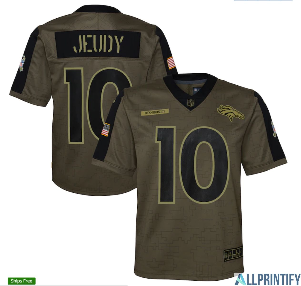 Jerry Jeudy Denver Broncos 10 Olive Vapor Limited Player Jersey