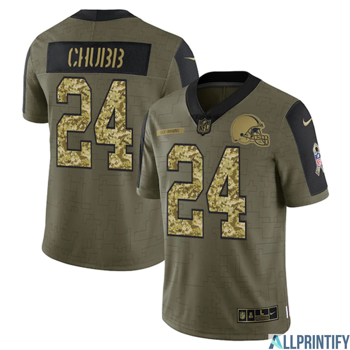 Nick Chubb Cleveland Browns 24 Olive Vapor Limited Player Jersey