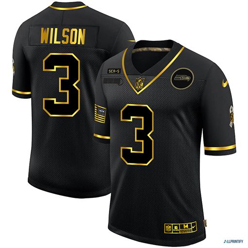 Russell Wilson Seattle Seahawks 3 Black Gold Vapor Limited Jersey