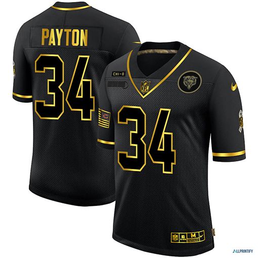 Walter Payton Chicago Bears 34 Black Gold Vapor Limited Jersey