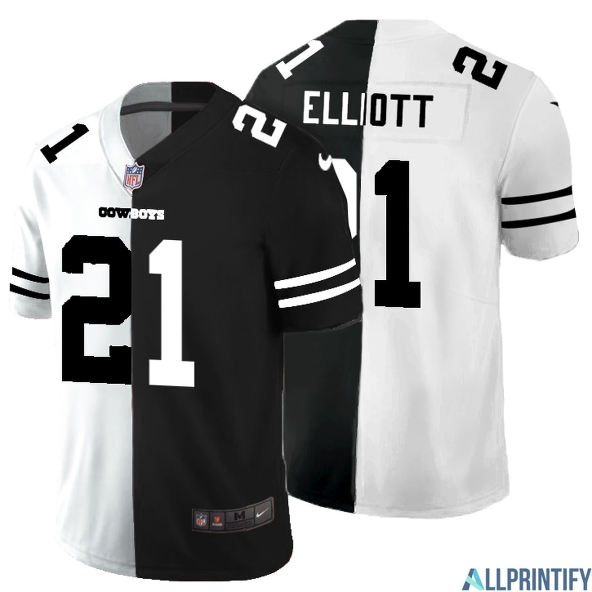 Ezekiel Elliott Dallas Cowboys 21 Black And White Vapor Limited Jersey