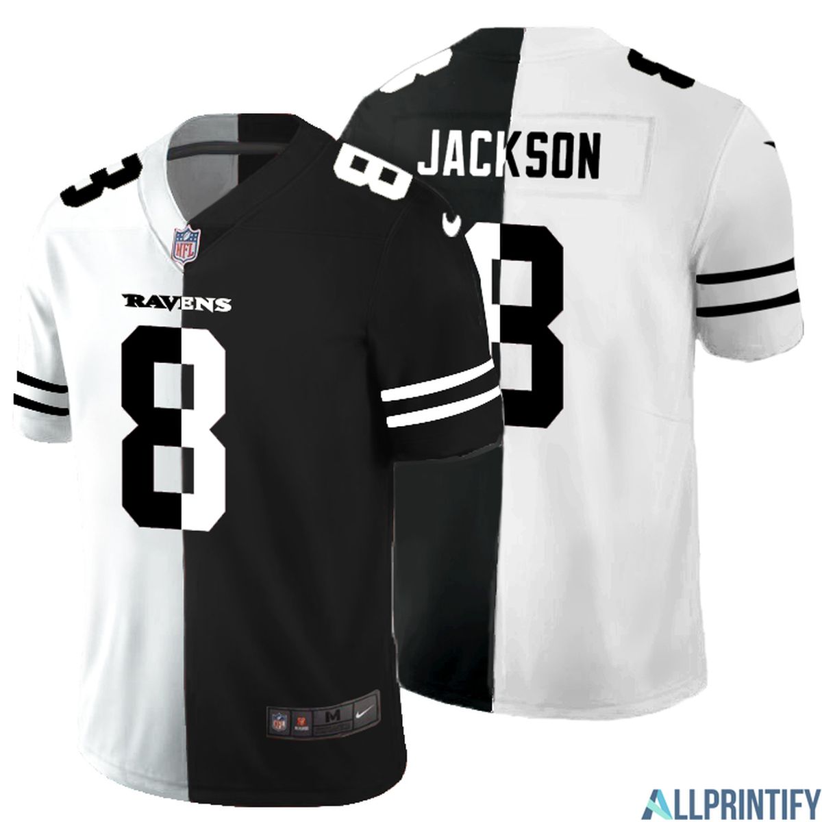 Lamar Jackson Baltimore Ravens 8 Black And White Vapor Limited Jersey