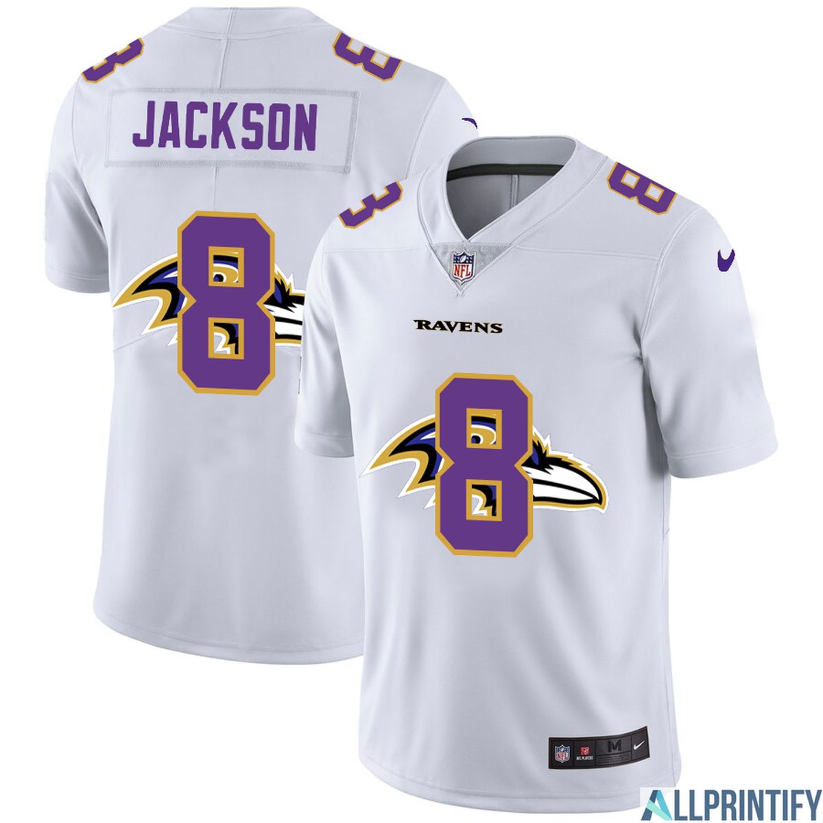 Lamar Jackson Baltimore Ravens 8 White Vapor Limited Jersey