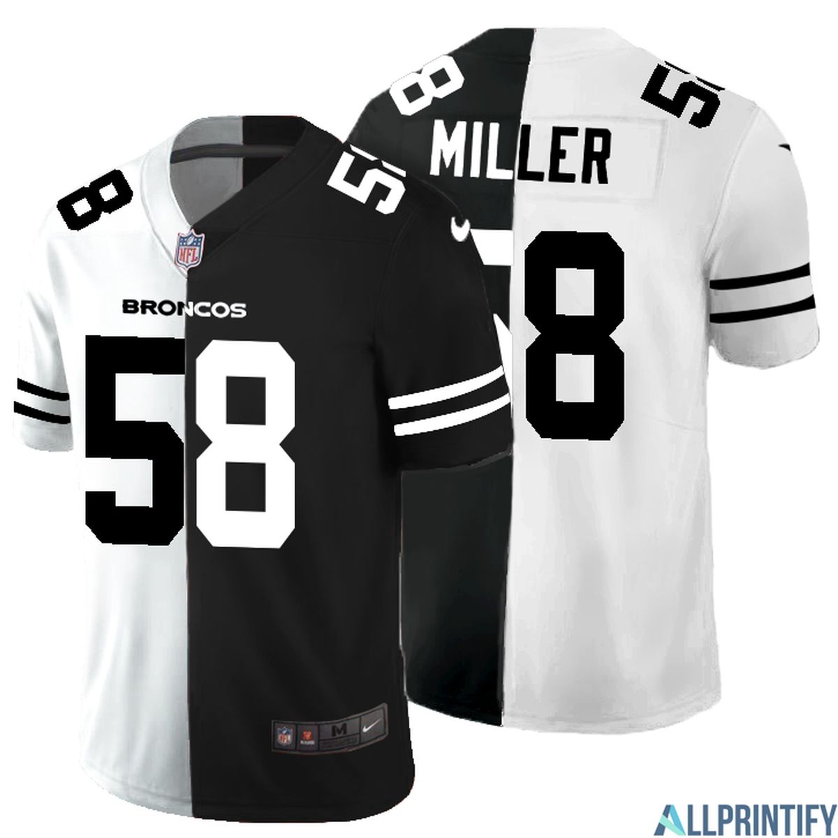 Von Miller Denver Broncos 58  Black And White Vapor Limited Jersey
