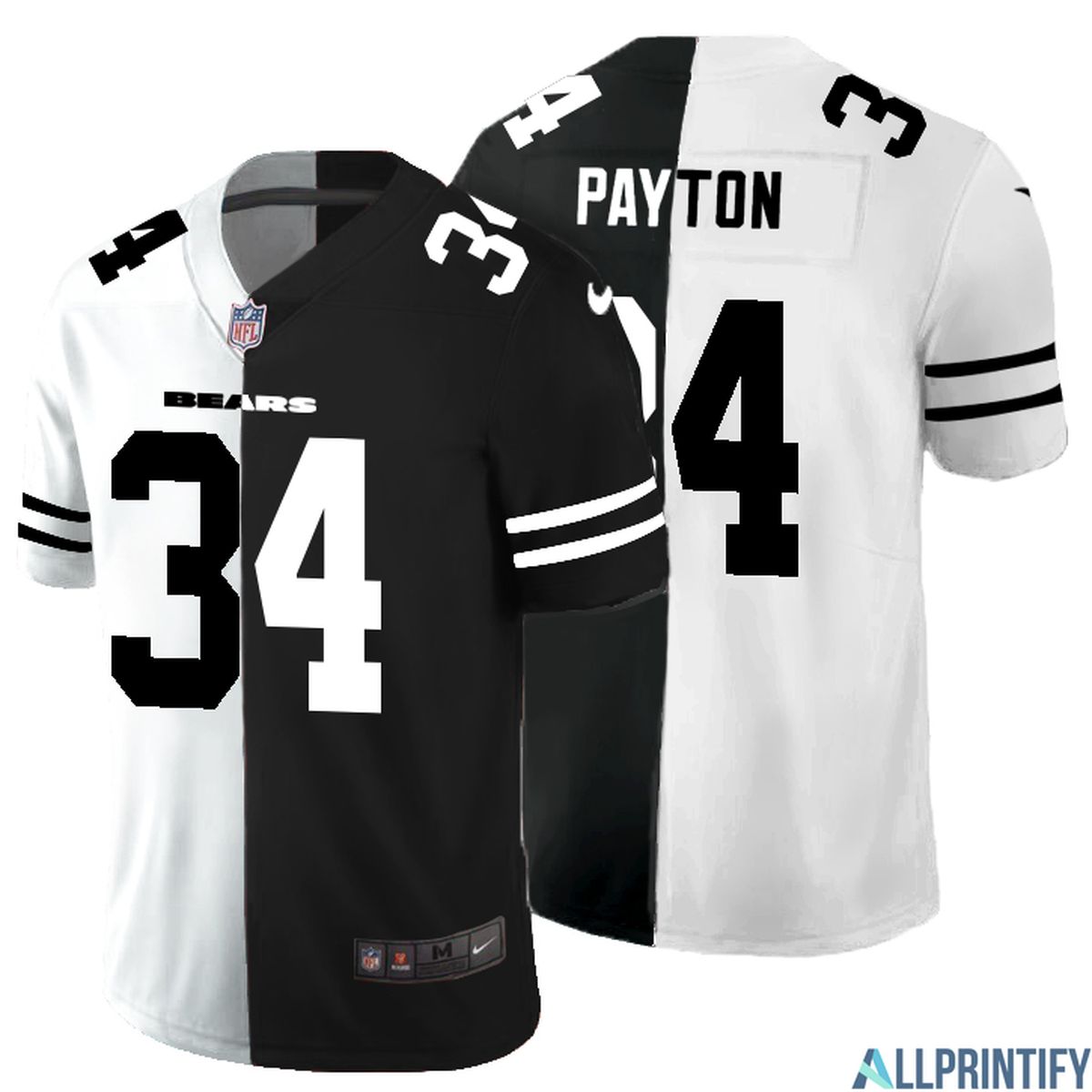 Walter Payton Chicago Bears 34 Black And White Vapor Limited Jersey