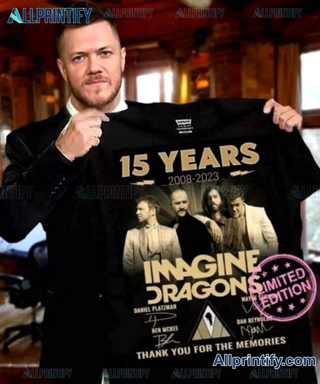 15 Years 2008-2023 Imagine Dragons Signatures Thank You For The Memories Shirt