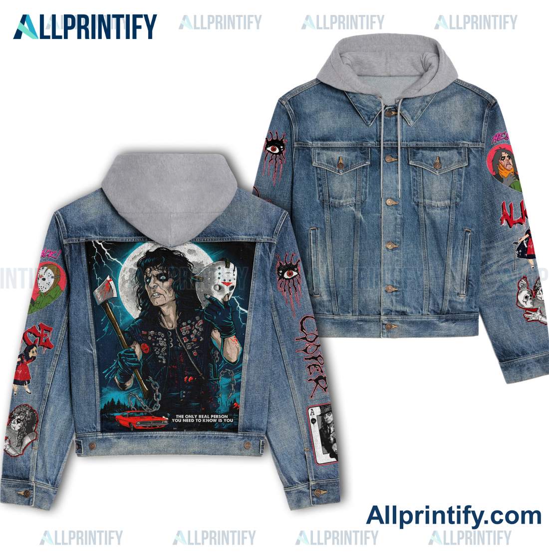 Alice Cooper The Only Real Person You Need To Know Is You Denim Jacket Hoodie