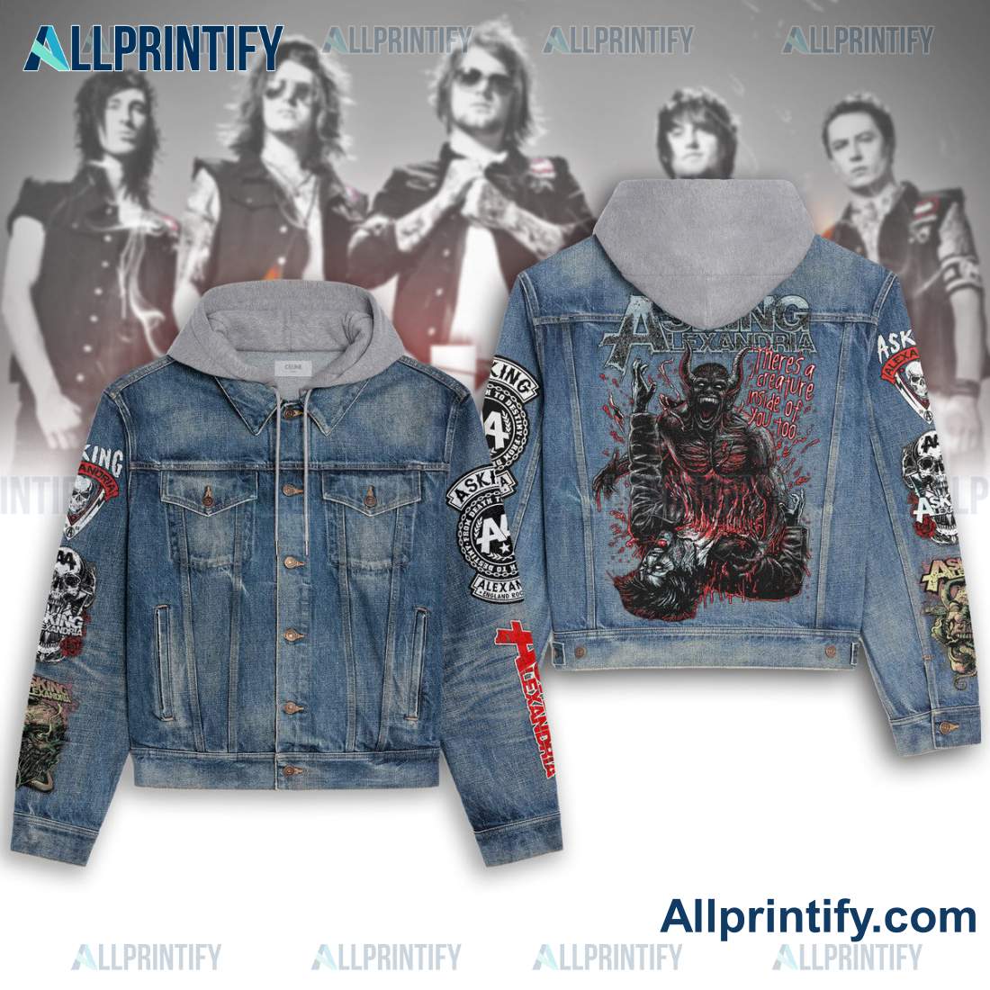 Asking Alexandria There's A Creature Inside Of You Too Hooded Denim Jacket