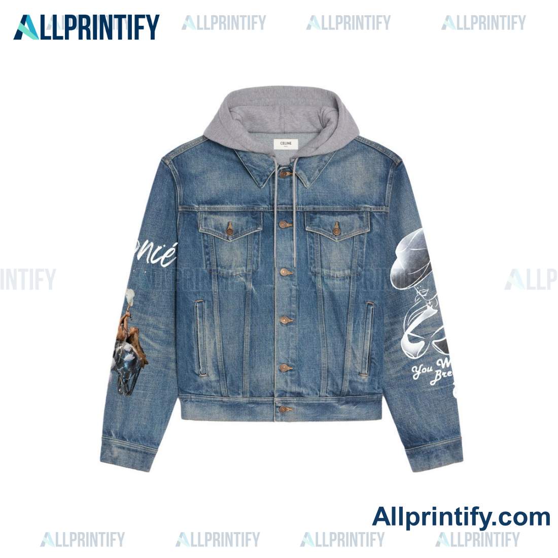 Beyonce Renaissance Hooded Denim Jacket - Allprintify