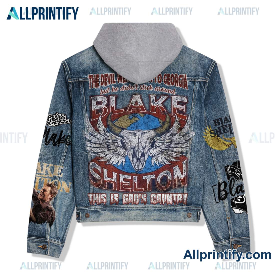 Blake Shelton This Is God's Country Jean Jacket Hoodie a