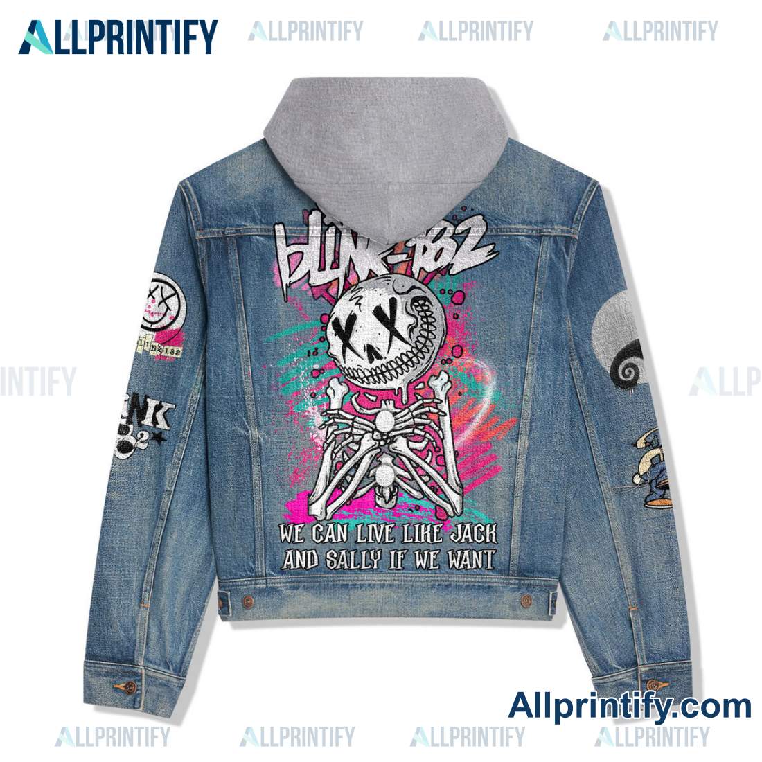 Blink-182 We Can Live Like Jack And Sally If We Want Hooded Denim Jacket b