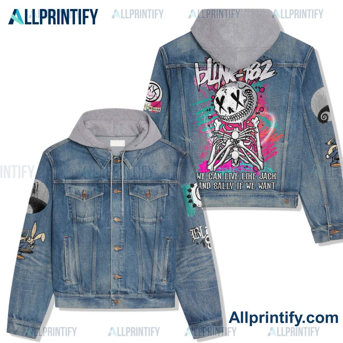 Blink-182 We Can Live Like Jack And Sally If We Want Hooded Denim Jacket