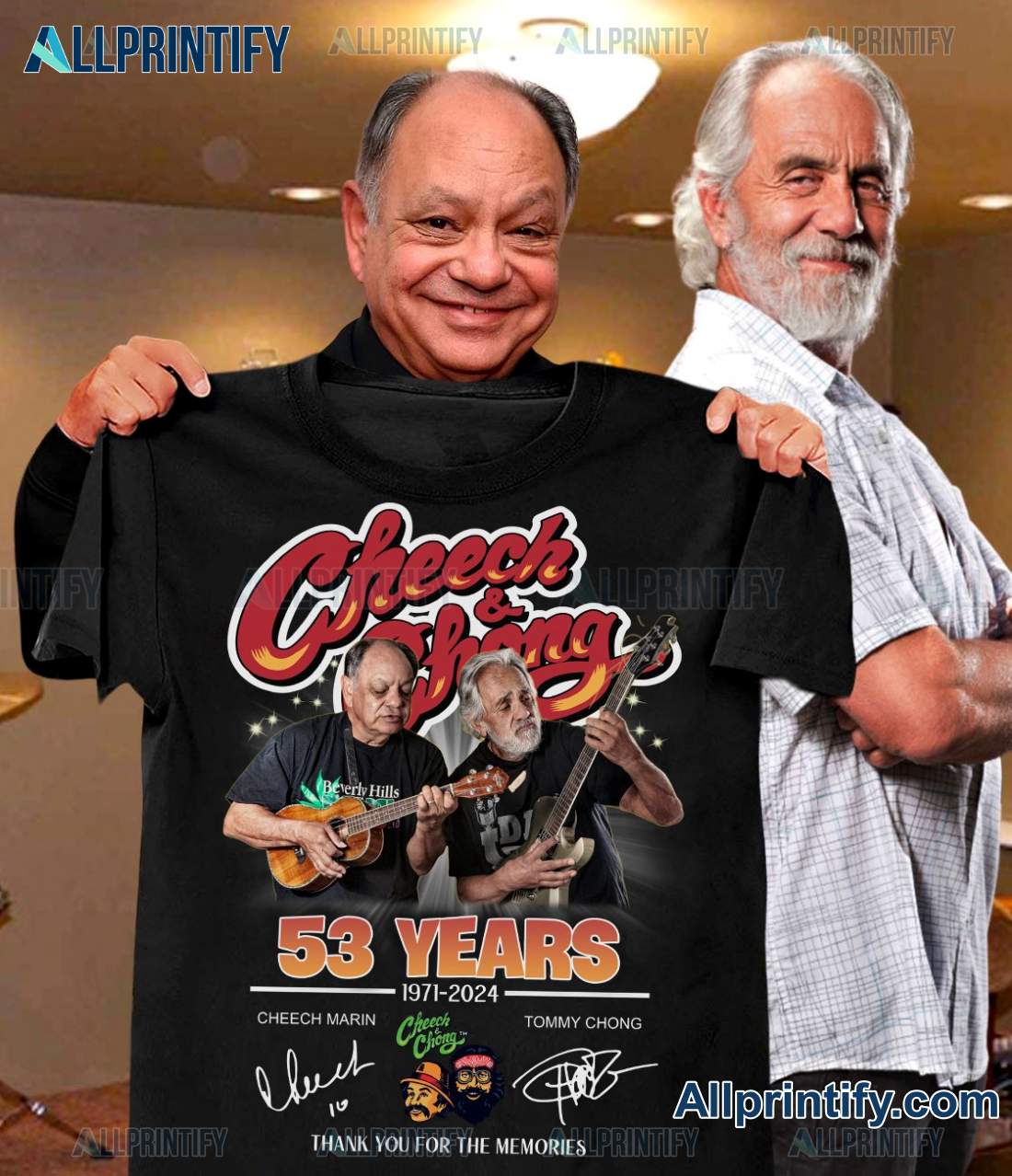 Cheech And Chong 53 Years 1971-2024 Signatures Thank You For The Memories Shirt