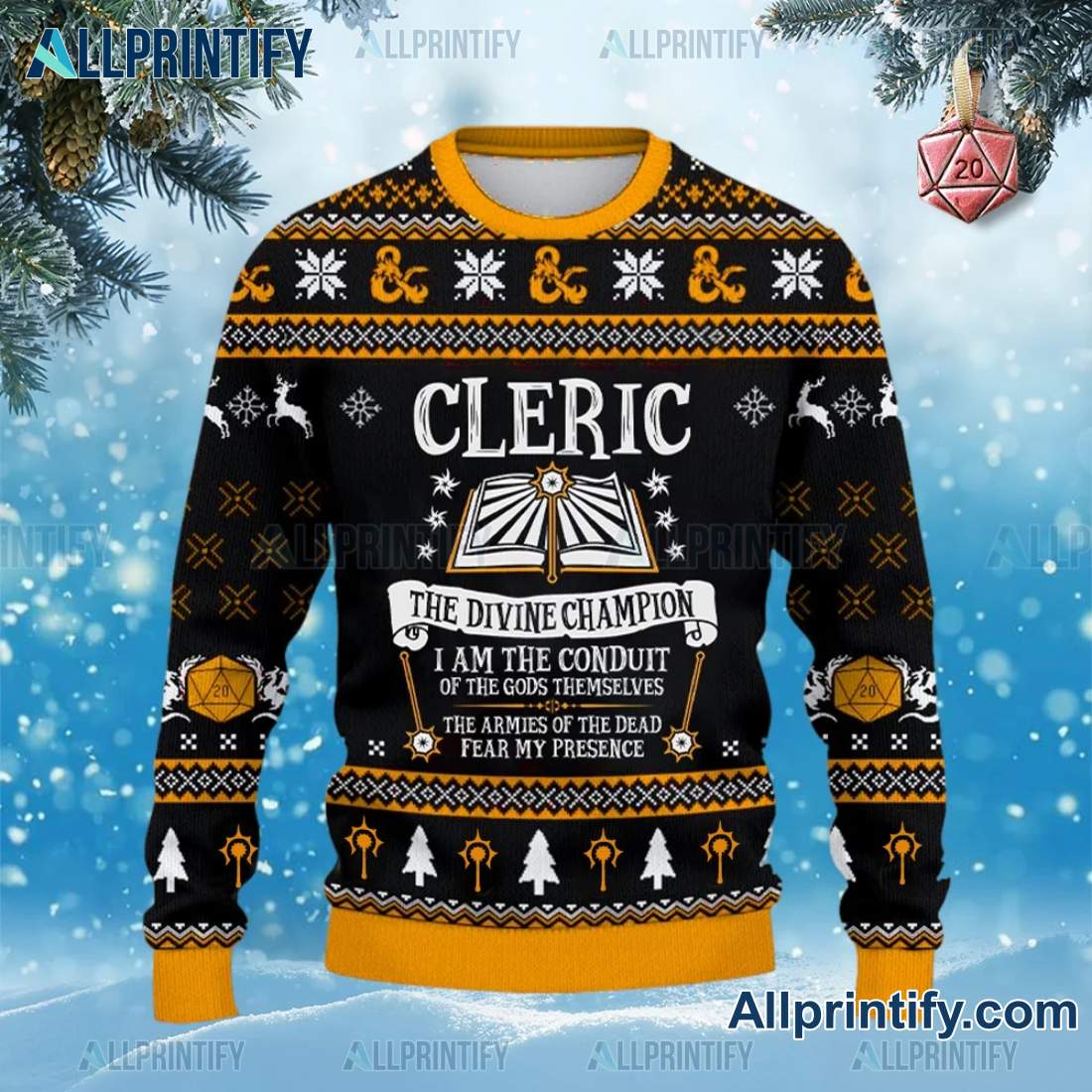 Cleric DnD The Divine Champion Ugly Christmas Sweater