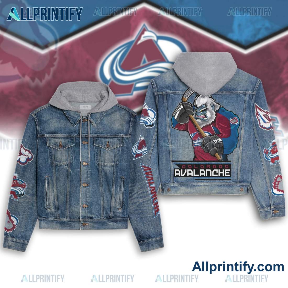 Colorado Avalanche Hockey Mascot Denim Jacket Hoodie