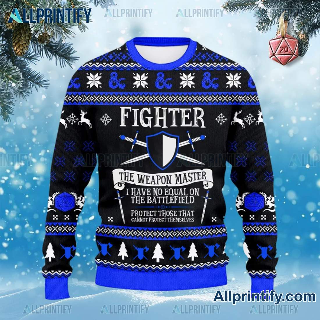 Fighter DnD The Weapon Master Ugly Christmas Sweater