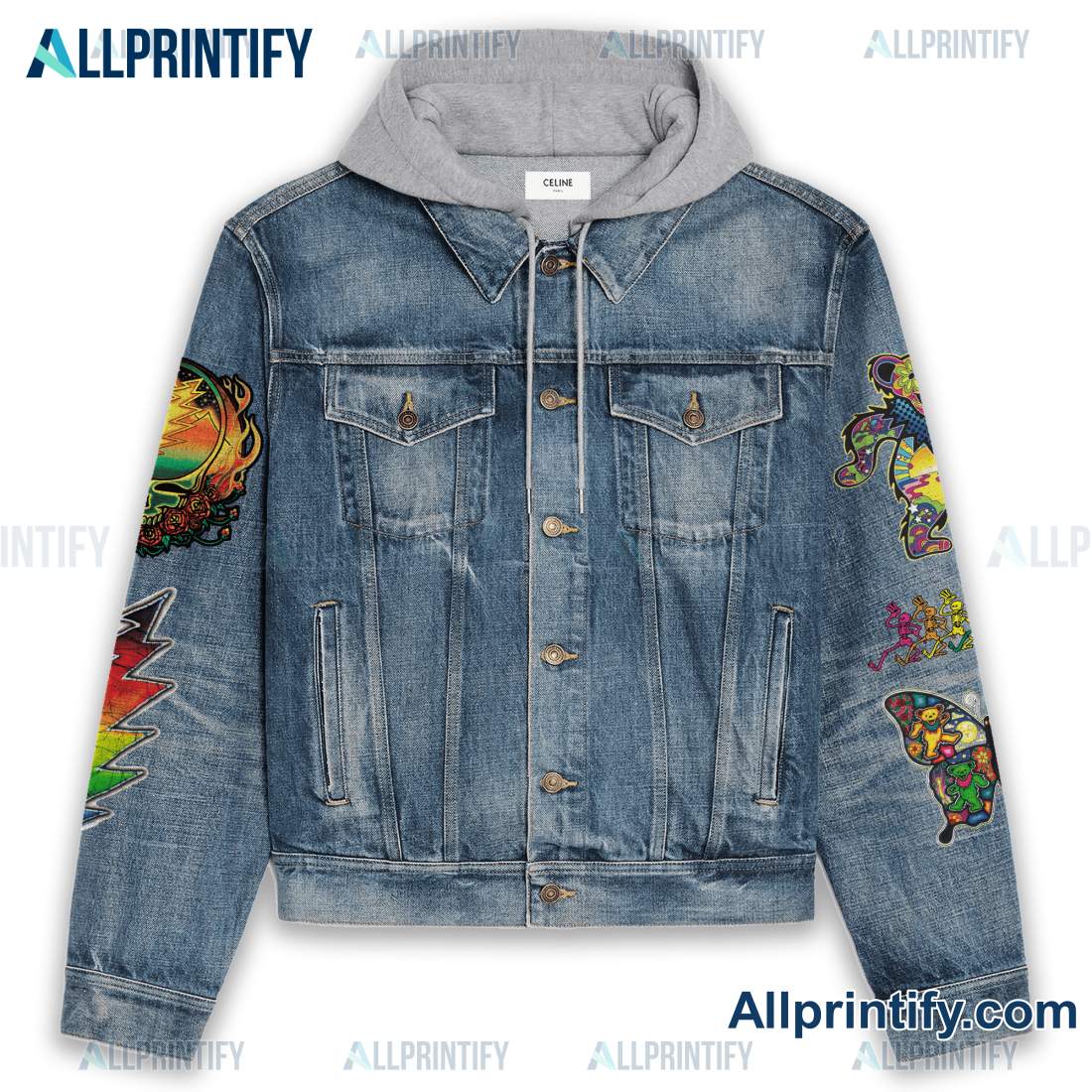 Grateful Dead Nothing Ever Goes Away Until It Teaches Us Hooded Denim Jacket a