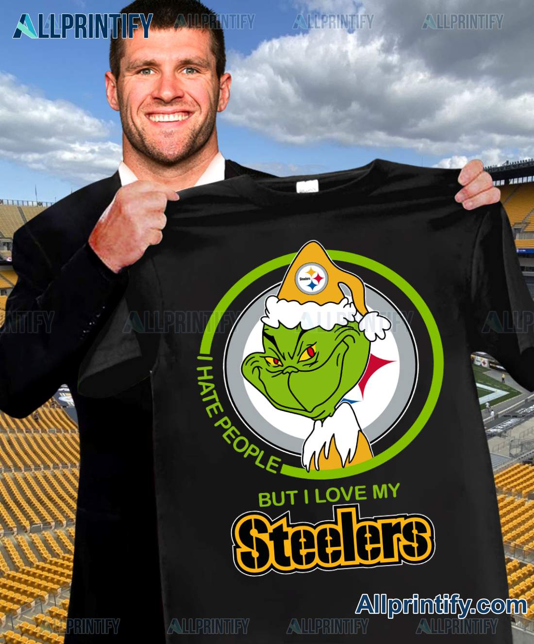 Grinch I Hate People But I Love My Steelers Shirt