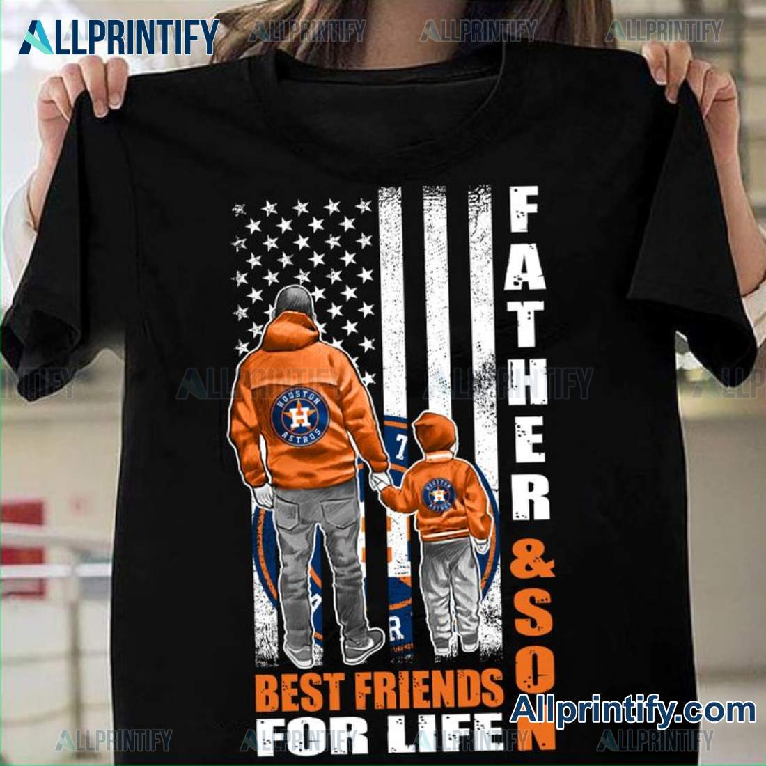 Houston Astros Father And Son Best Friends For Life American Flag Shirt