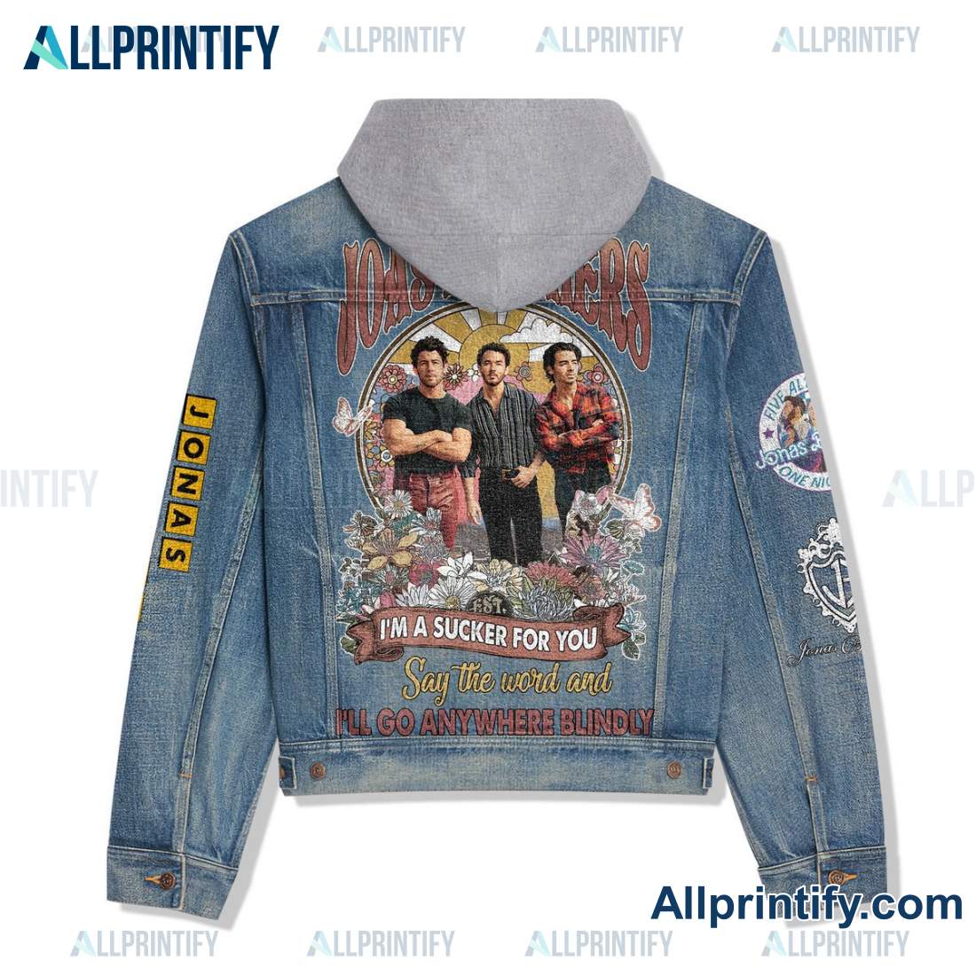 Jonas Brothers I'm A Sucker For You Hooded Denim Jacket a