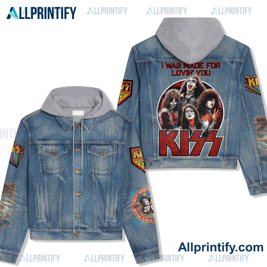 Kiss I Was Made For Lovin' You Hooded Denim Jacket