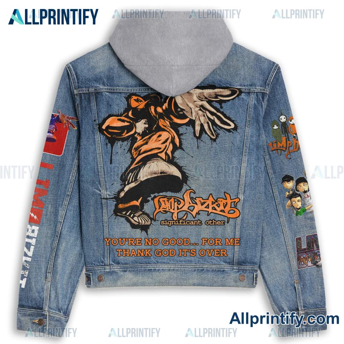 Limp Bizkit You're No Good For Me Thank God It's Over Jean Jacket Hoodie c