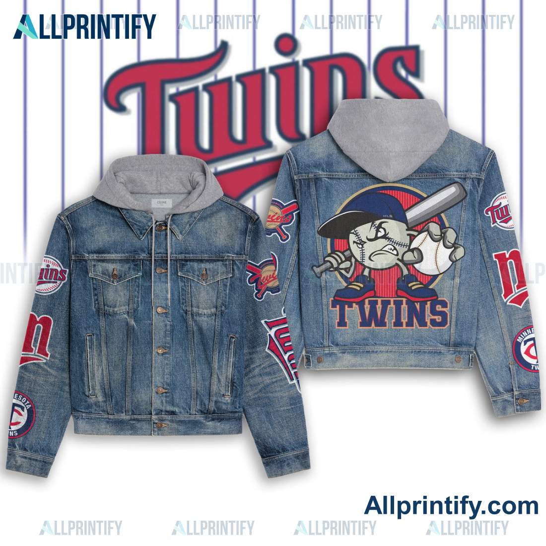 Minnesota Twins Baseball Hooded Denim Jacket