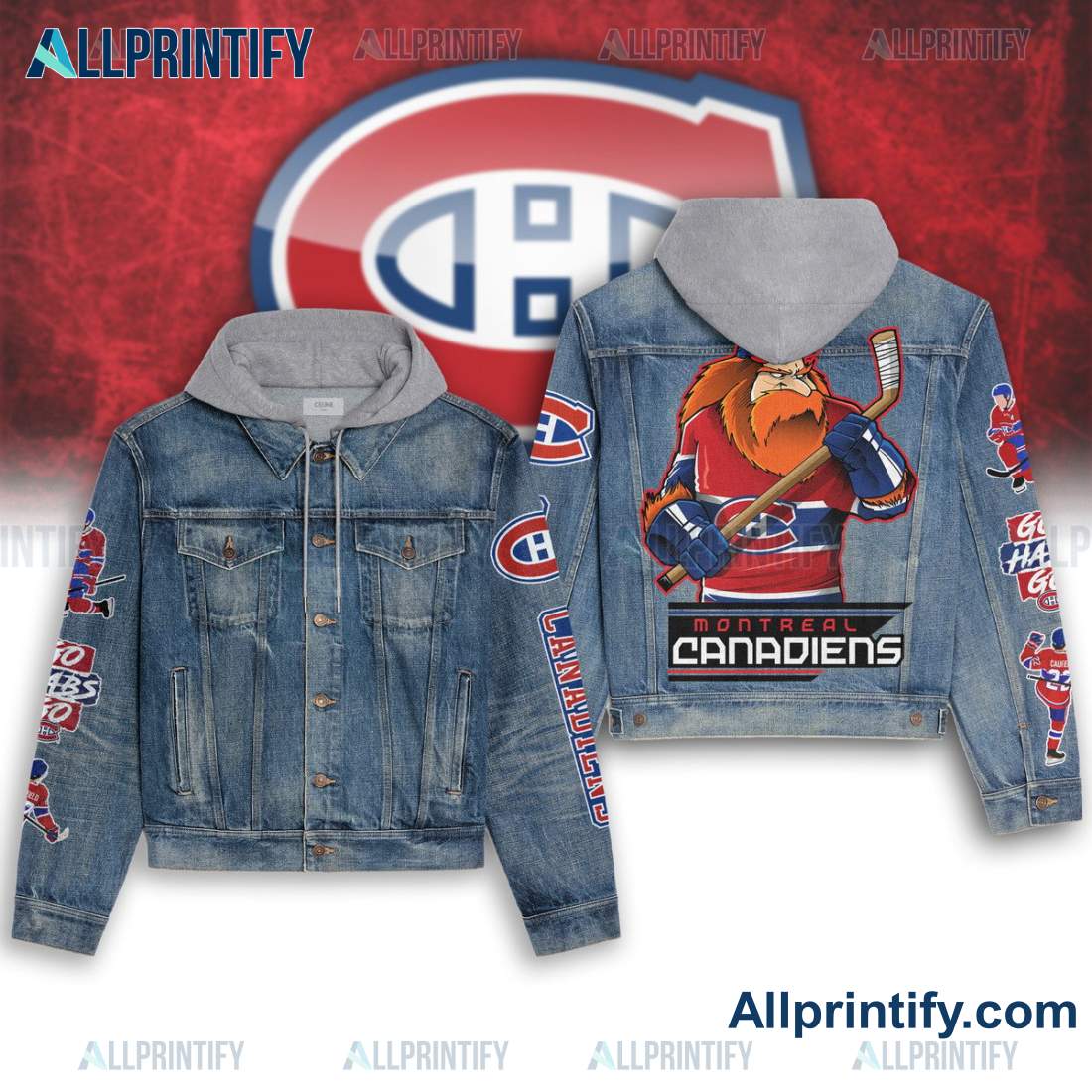Montreal Canadiens Hockey Mascot Denim Jacket Hoodie