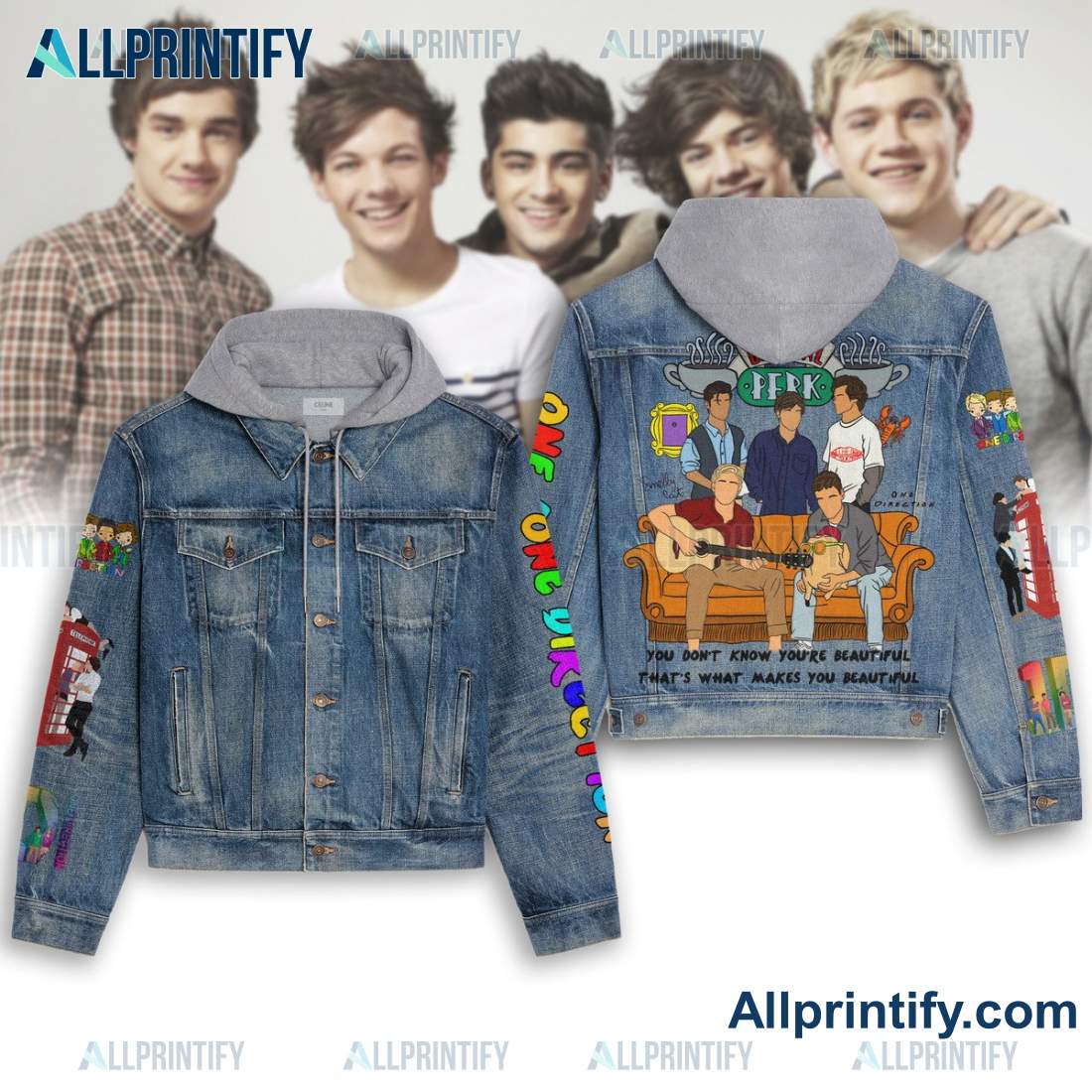 One Direction You Don't Know You're Beautiful Jean Jacket Hoodie