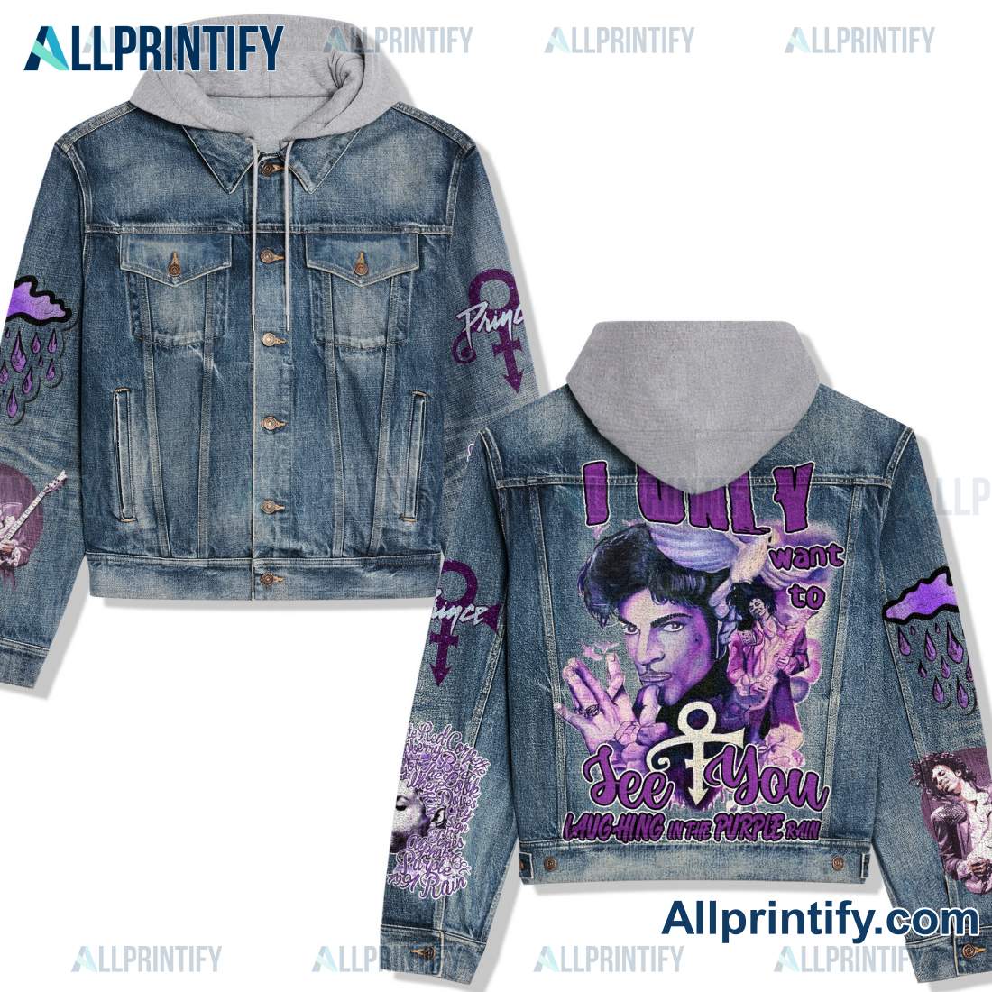Prince I Only Want To See You Laughing In The Purple Rain Jean Jacket Hoodie