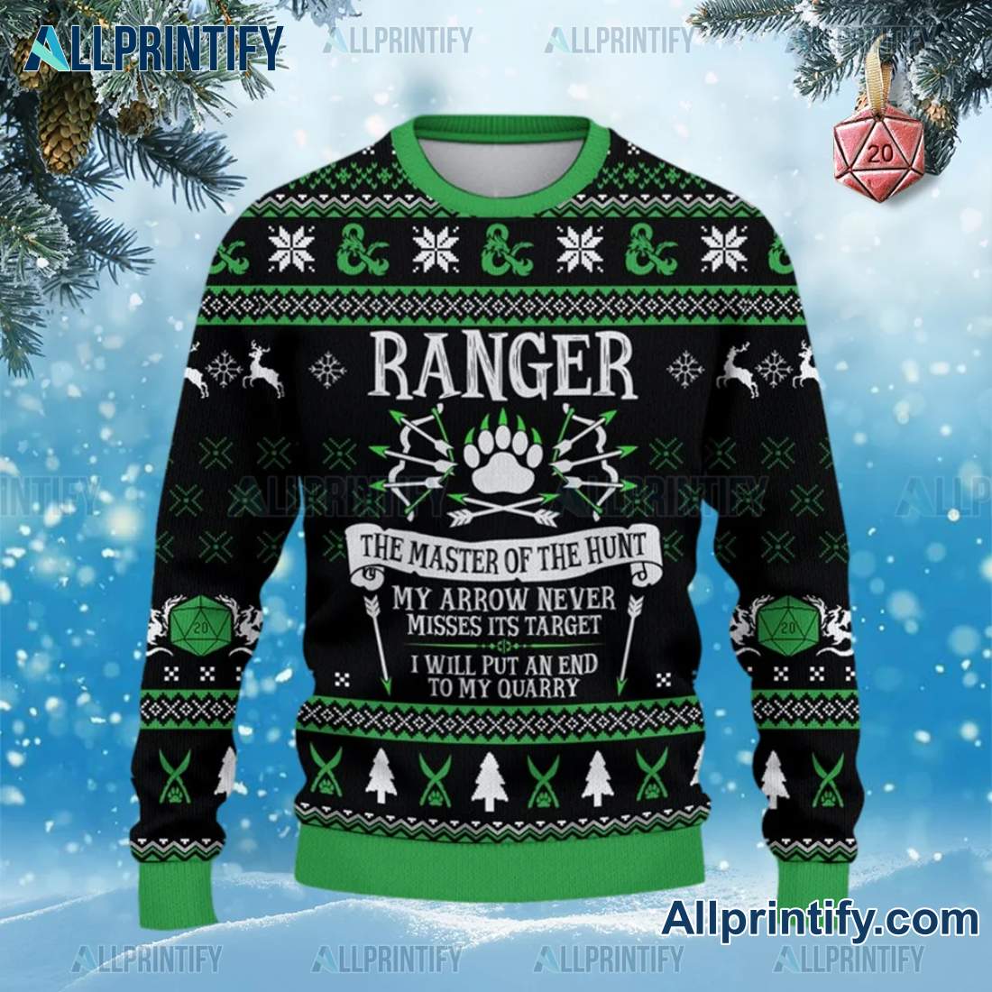 Ranger DnD The Master Of The Hunt Ugly Christmas Sweater