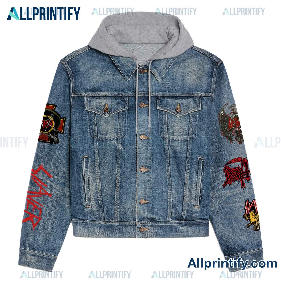 Slayer Only The Strong Will Prosper Hooded Denim Jacket a