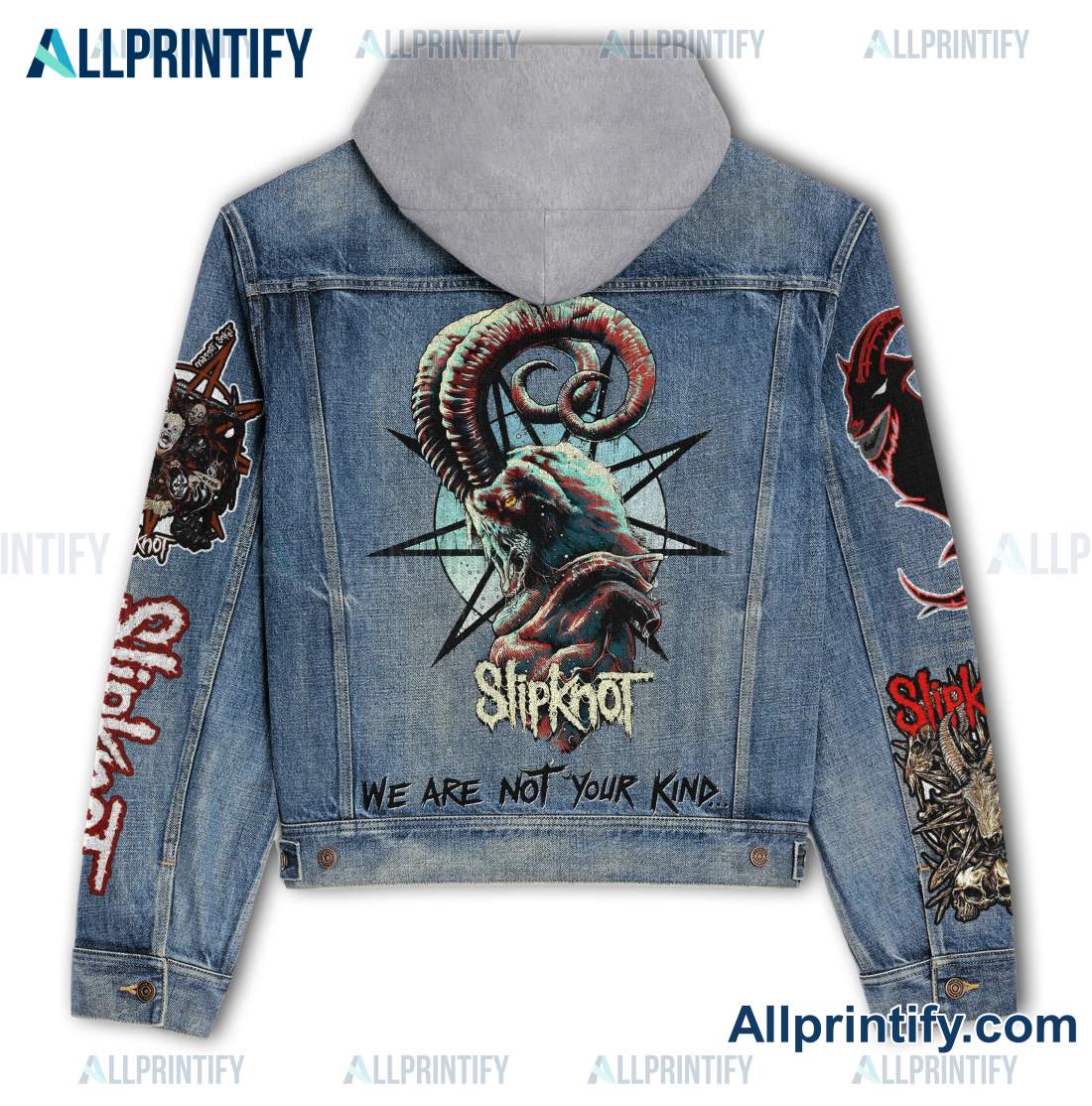 Slipknot We Are Not Your Kind Hooded Denim Jacket - Allprintify