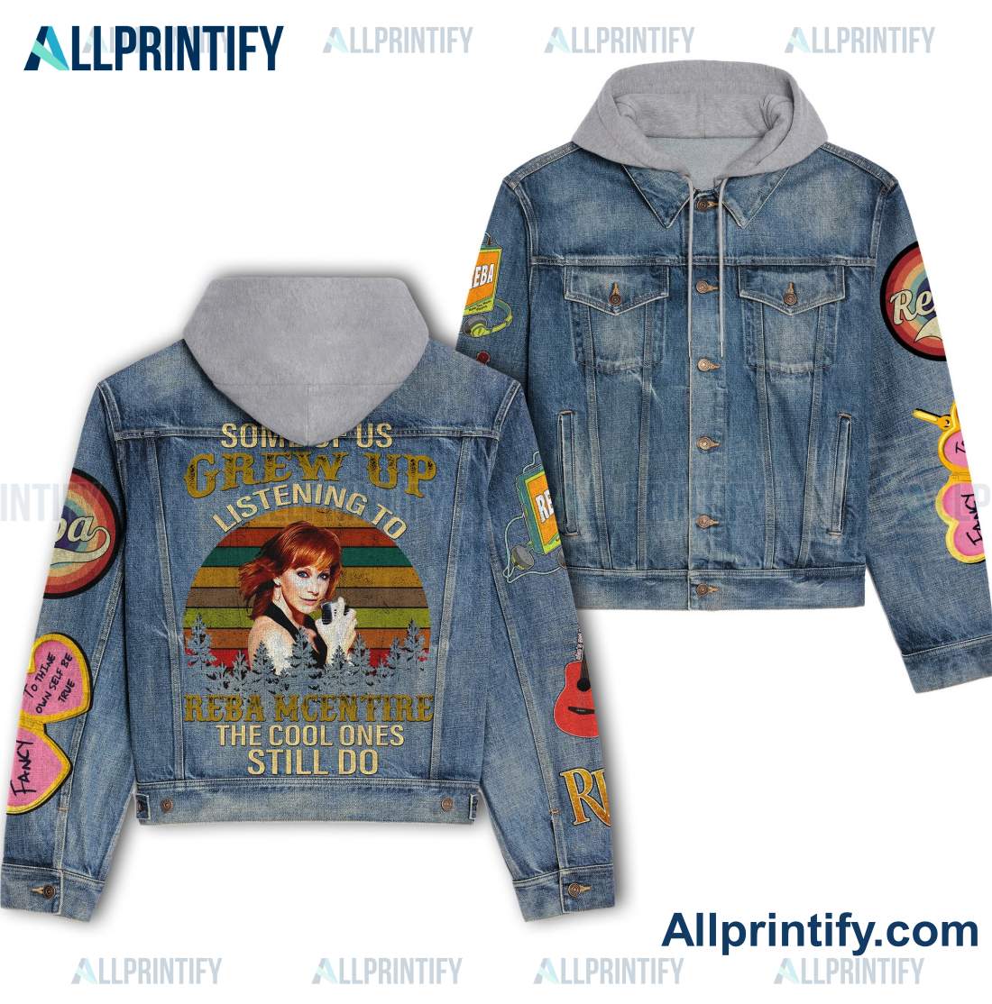 Some Of Us Grew Up Listening To Reba Mcentire Hooded Denim Jacket