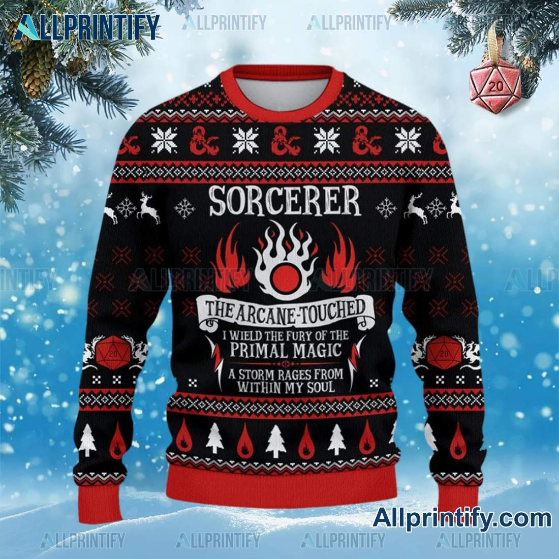 Sorcerer DnD The Arcane Touched Ugly Christmas Sweater