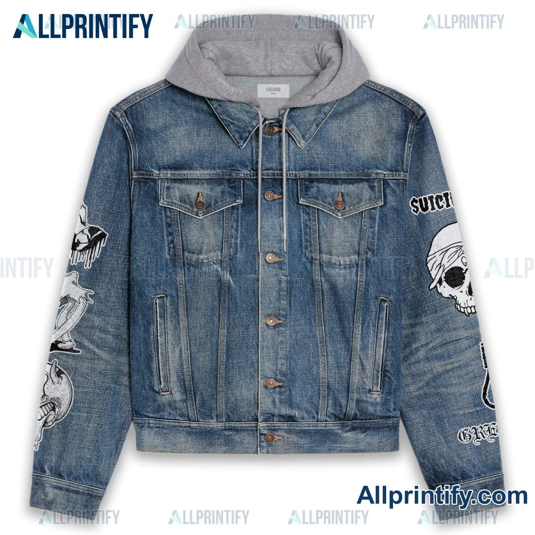 Suicideboys Slap My Face Against A Pill To Crush It Up Hooded Denim Jacket a