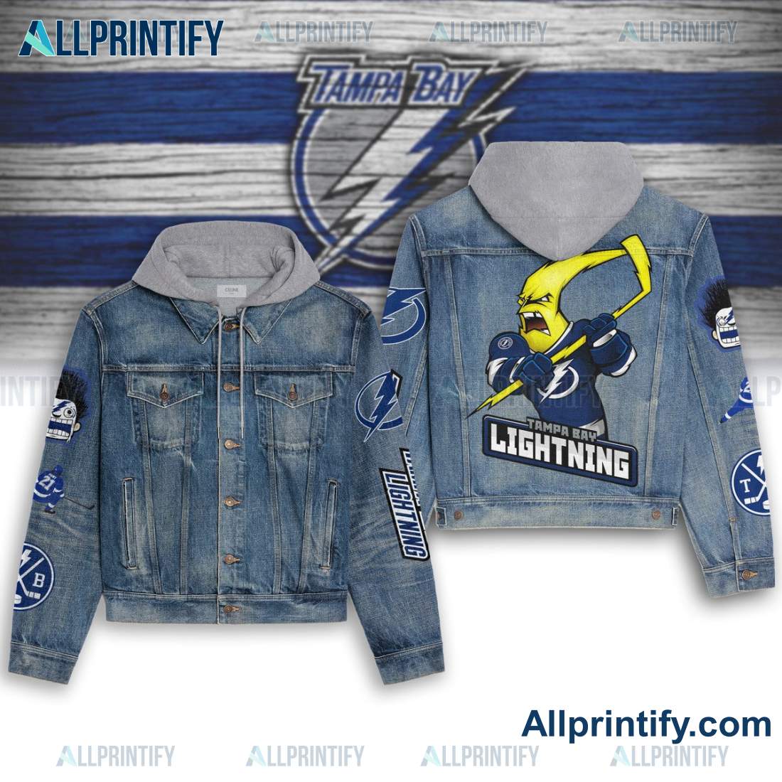 Tampa Bay Lightning Hockey Mascot Hooded Denim Jacket