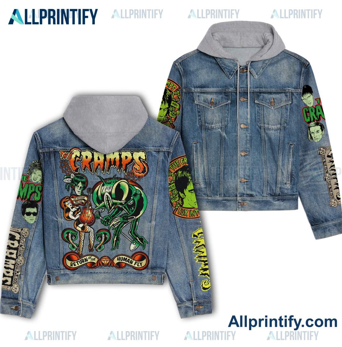 The Cramps Return Of The Human Fly Hooded Denim Jacket