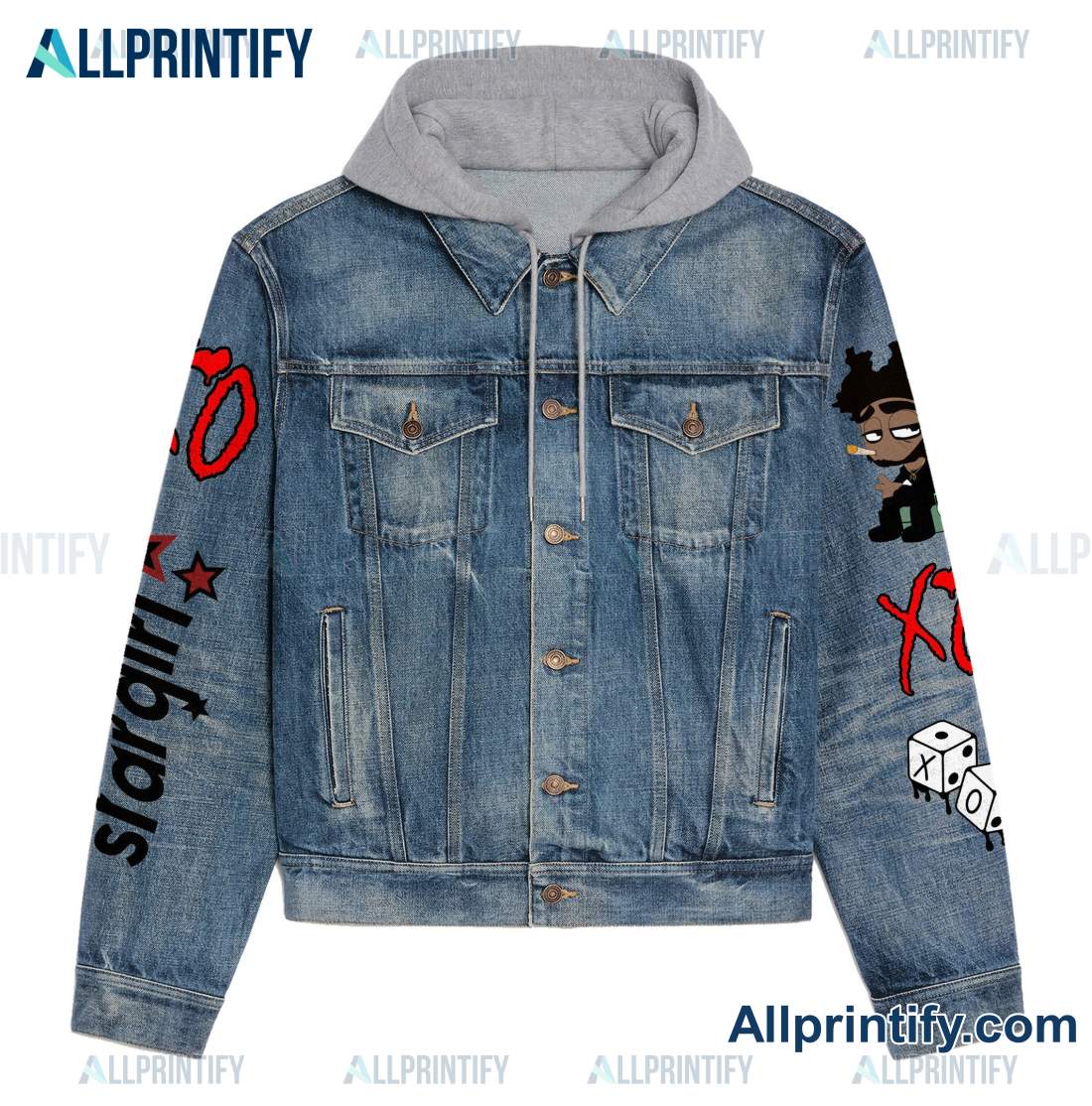 The Weeknd Baby I Would Die For You Lyrics Hooded Denim Jacket a