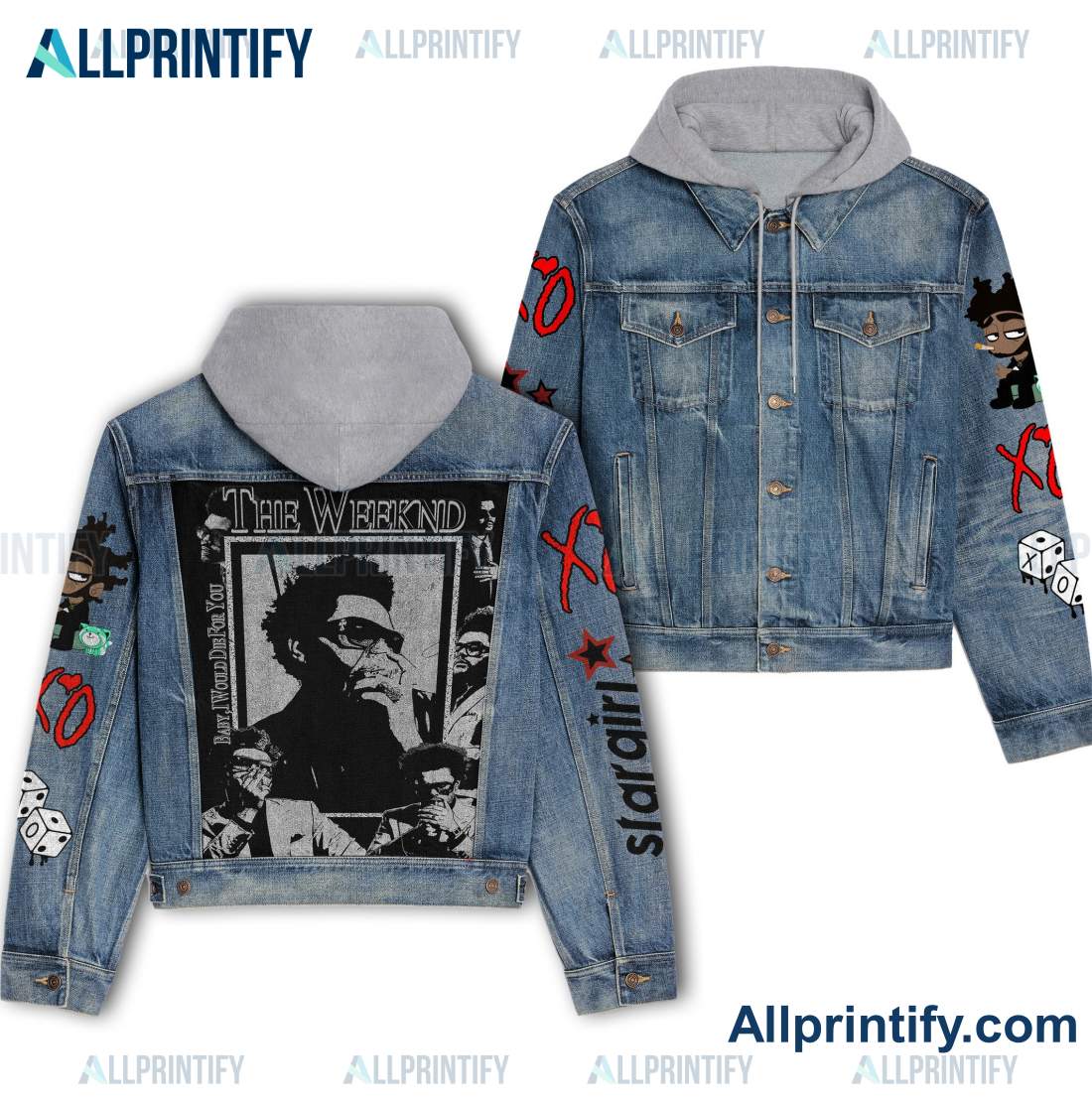 The Weeknd Baby I Would Die For You Lyrics Hooded Denim Jacket