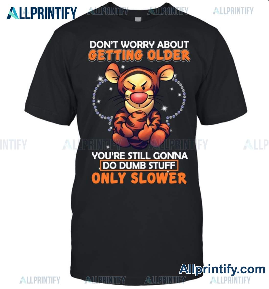 Tigger Don't Worry About Getting Older You're Still Gonna Do Dumb Stuff Only Slower Shirt, Hoodie