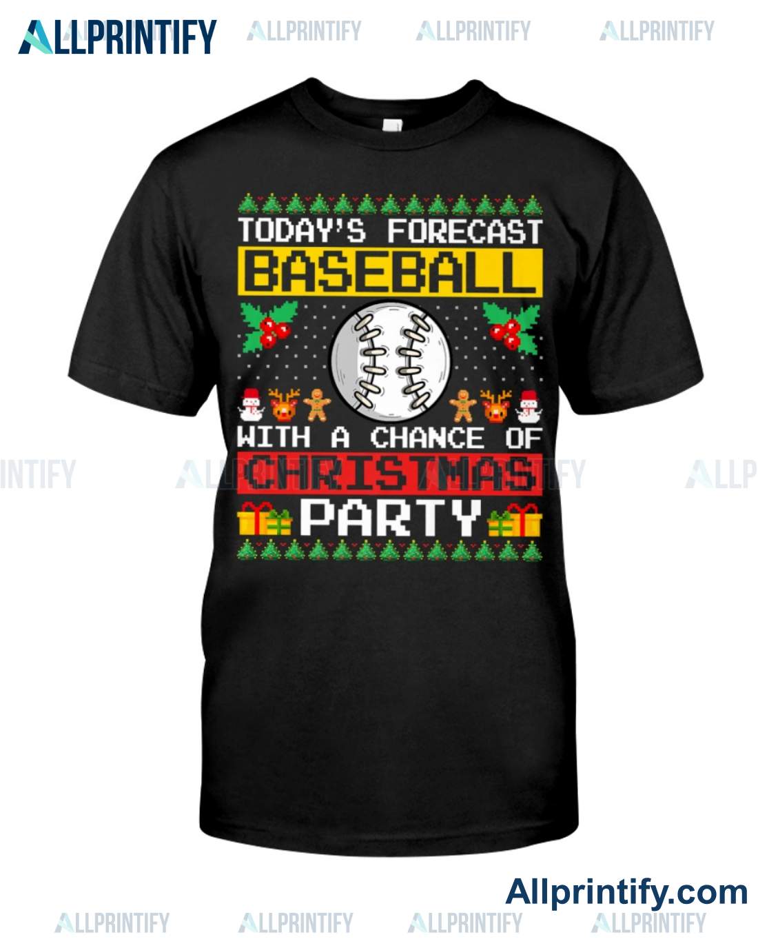 Today's Forecast Baseball With A Chance Of Christmas Party Shirt a