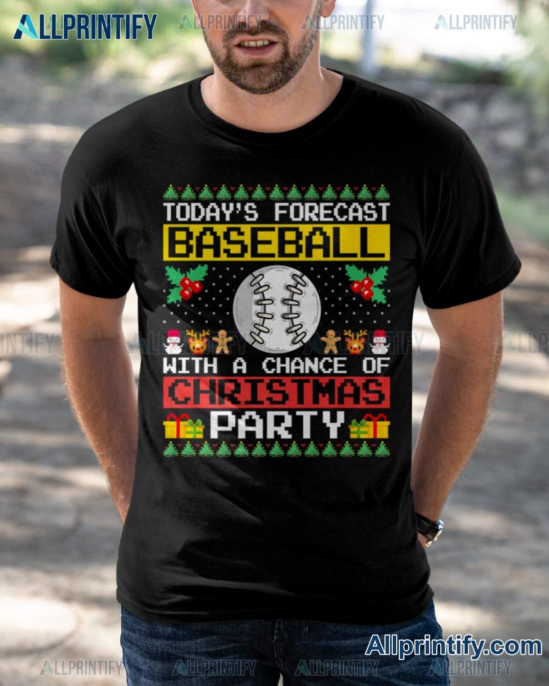 Today's Forecast Baseball With A Chance Of Christmas Party Shirt