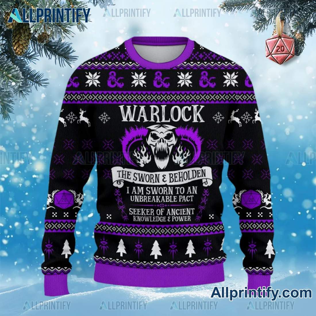 Warlock DnD The Sworn And Beholden Ugly Christmas Sweater