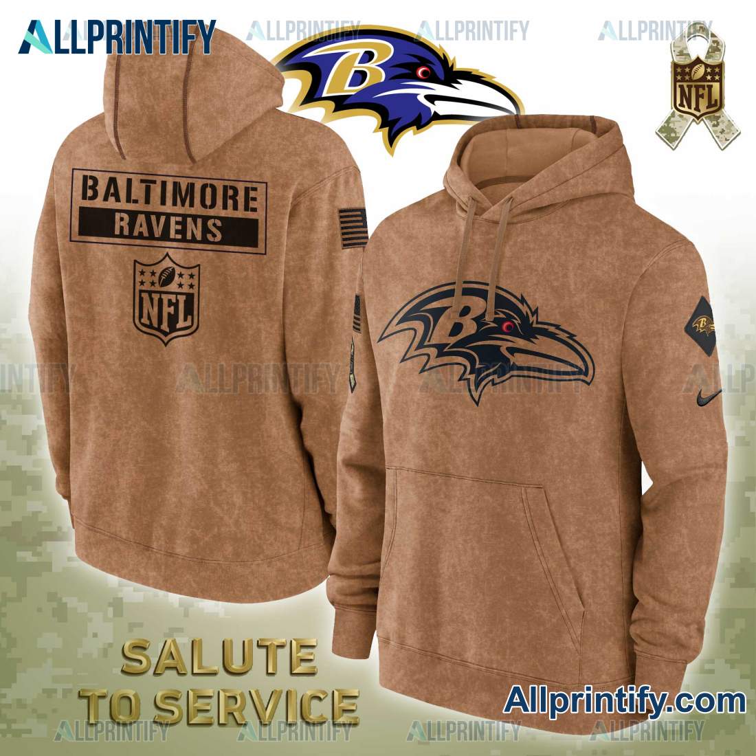 Baltimore Ravens Salute To Service NFL 2023 Hoodie