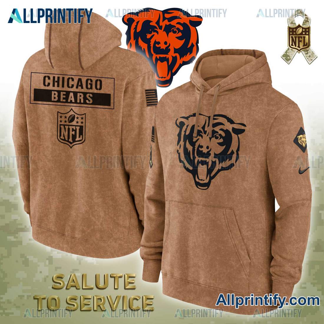 Chicago Bears Salute To Service NFL 2023 Hoodie